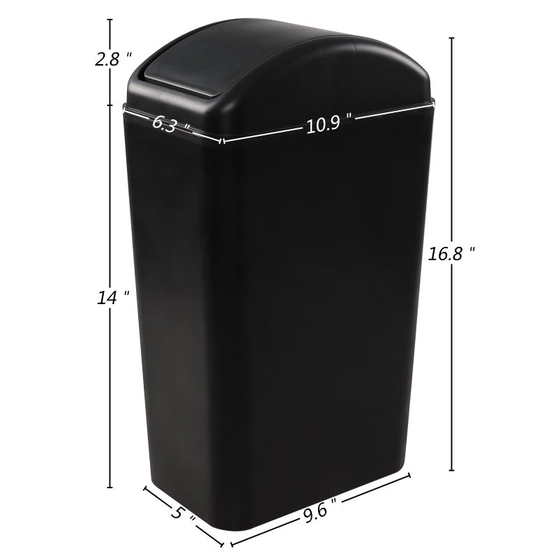 Ramddy 3.5 Gallon Plastic Slim Trash Can, Black Modern Wastebasket, 14 Liter Commercial Garbage Bin - Image 5